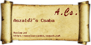 Aszalós Csaba névjegykártya